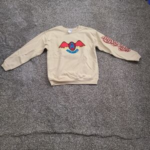 Aerosmith Beige Sweatshirt with Red Wings embroidered - Sizes Medium & Large